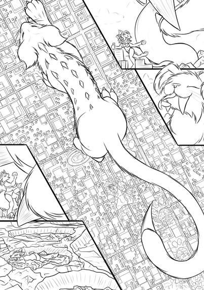 A view from above as Fang steps on larger and larger parts of the city. A macro Vapour being eaten, and a macro Luca being stepped on in the process.