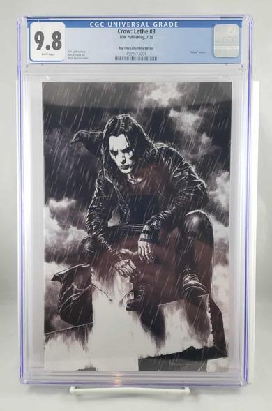 First is The Crow: Lethe #3 Mico Suayan virgin variant in a 9.8. A rare bird indeed at this grade. Especially with the black on the cover and IDW's shipping.
Asking $299 +shipping.