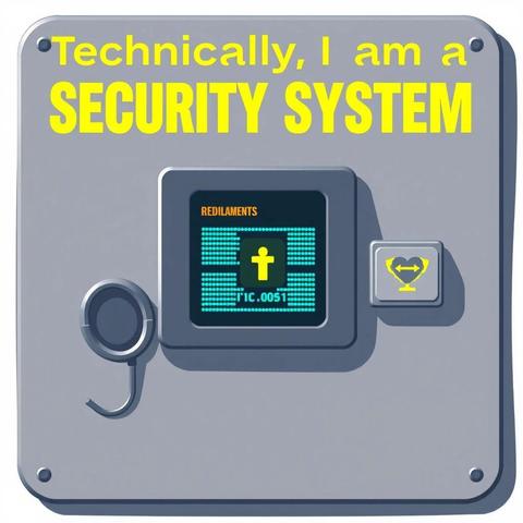 Image with seed 4157386895 generated via Stable Diffusion through @stablehorde@sigmoid.social. Prompt: Technically, I am a security system, so it was easy to get other security systems to interact with me, or to confuse them into thinking I was already part of them.