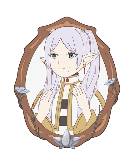 Frieren portrait inside a wooden frame
