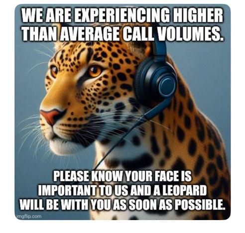 Leopards eating faces hold waiting time