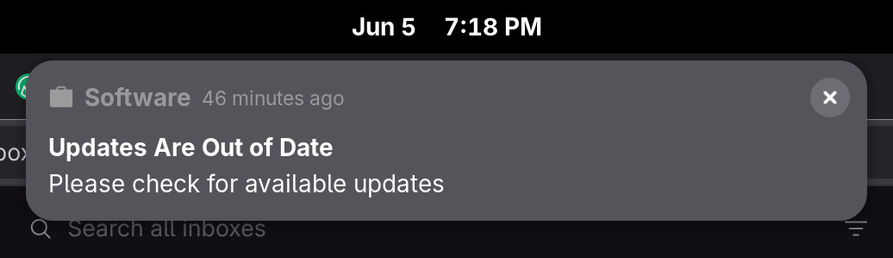 notification saying updates are out of date