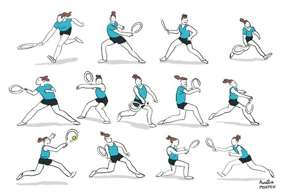 Une joueuse de tennis, Loïs Boisson, en mouvement