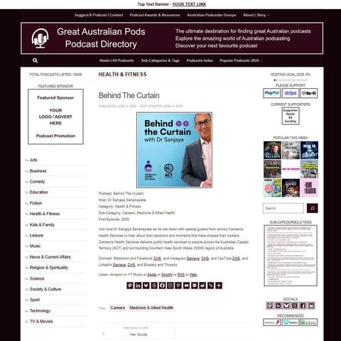 Behind The Curtain
Screenshot of the podcast listing on the Great Australian Pods website