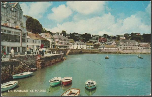 Printed colour postcard showing a view of the harbour at St Mawes in Cornwall.

Published by J Salmon Ltd, Sevenoaks, No 1583c, c.1970.

Postally unused.

Good condition, with very slight corner bumps.