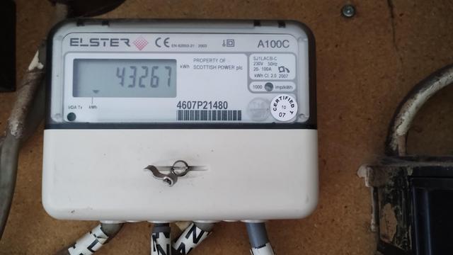 An electricity meter branded Scottish Power