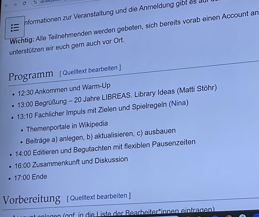 Programm für den Editathon