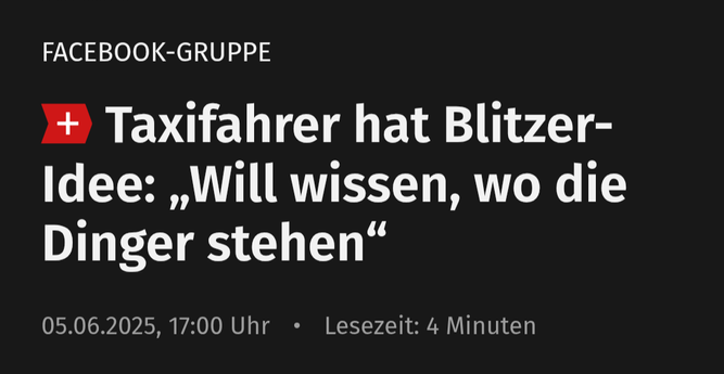 Schlagzeile: Taxifahrer hat Blitzer-Idee: "Will wissen, wo die Dinger stehen."