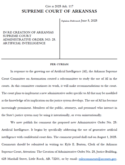 Image of first page of Admin. Order 25