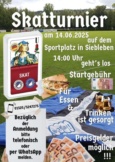 Skatturnier in Gotha-Siebleben am 14.06.2025 ab 14:00 Uhr