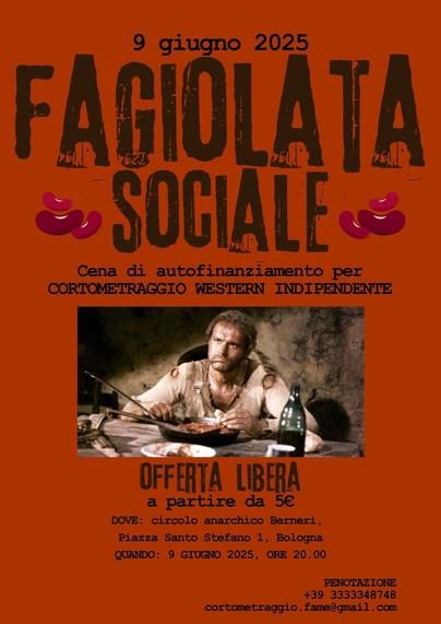 Fagiolata sociale - Cena di autofinanziamento per Cortometraggio western indipendente