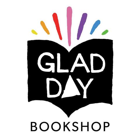 Glad Day Bookshop logo featuring an open black book with rainbow rays