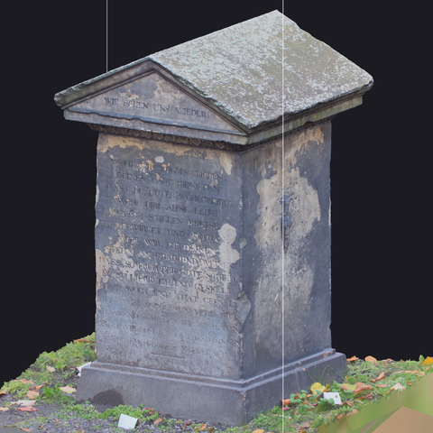 Gerade Grabsteine sind Wind und Wetter ausgesetzt und können schnell beschädigt werden. Um den IST-Zustand zu dokumentieren, habe ich eine Reihe verschiedener Grabsteine des Hannoveraner Gartenfriedhofs 3D digitalisiert. Diese Digitalisate können zur späteren Sanierung, Analyse und Vergleich mit anderen Steinen sowie für die Ahnenforschung eingesetzt werden. Sollte den Steinen etwas zustoßen wie Erosion, Vandalismus oder Diebstahl, ist trotzdem die Aufschrift, Form und Anmutung sicher erfasst.

Die gezeigten Abbildungen zeigen das erste Modell direkt nach der Berechnung.

#3DScan #Grabstein #Hannover #praehist3d #Dokumentation #Sanierung #Denkmalschutz #Denkmal #Digitalisierung