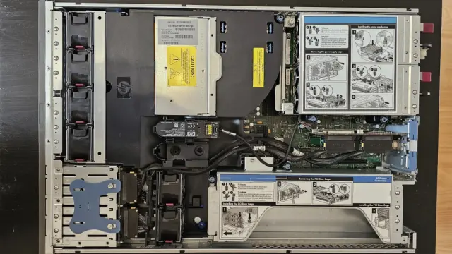 Top view of the opened server.