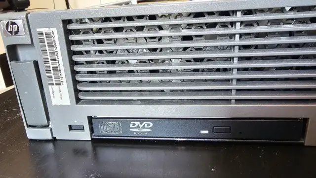Close-up of the DVD ROM drive of the server.