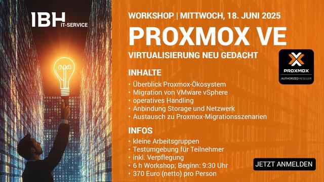 Titelbild für Anteasern Proxmox VE Workshop von der IBH IT-Service GmbH
