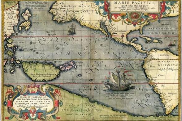 Ancient map of the world depicting globalization