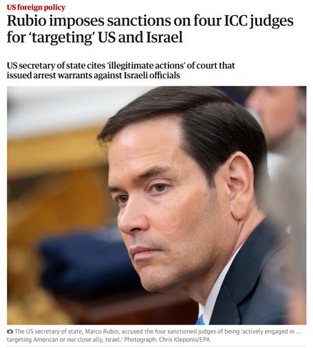 US foreign policy
Rubio imposes sanctions on four ICC judges for ‘targeting’ US and Israel
US secretary of state cites ‘illegitimate actions’ of court that issued arrest warrants against Israeli officials