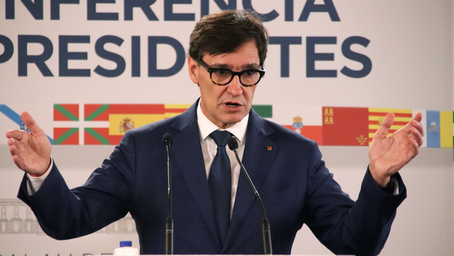 El president de la Generalitat, Salvador Illa, a la roda de premsa posterior a la conferència de presidents (ACN)