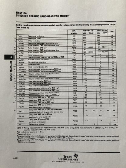 A page of timing details from the data sheet. This is most of the relevant numbers.