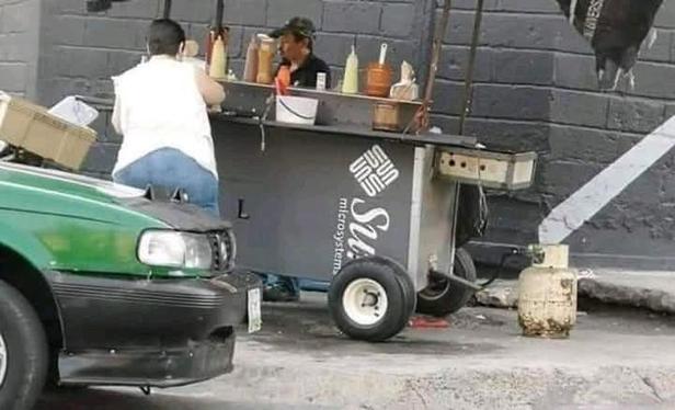 A food cart made from the cage of a Sun Enterprise 10000 Server