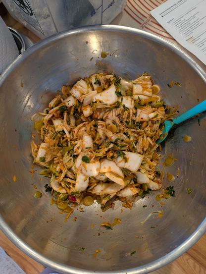 Spice paste mixed in