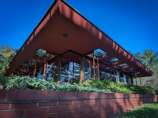 One of a series of photographs taken at a state park in Iowa that features a Frank Lloyd Wright-designed home.