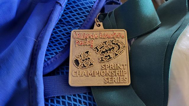Participant medal "California adventure racing sprint championship series" probably from about year 2000