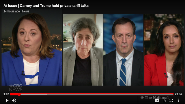 A snapshot from CBC's 'At Issue' panel.