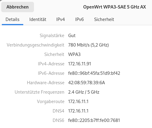 Clientseitige View NetworkManager