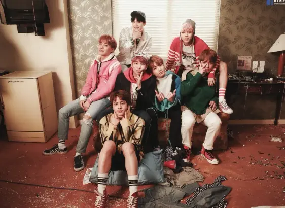 Group Photo - BTS in the Spring Day MV - in the hotel room