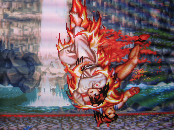 Ryoko executes a throw on Liu Yungmie so severe that she spontaneously combusts.