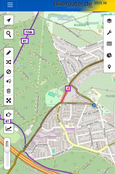 Karte der Sperrung (rot) mit der vermutlich en Umleitung (über A)