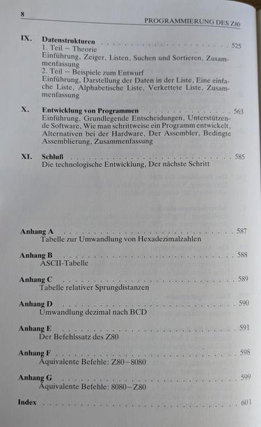 Fortsetzung des Inhaltsverzeichnisses: Datenstrukturen, Entwicklung von Programmen und Schluß.