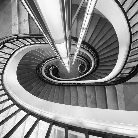 staircase inside Bourse de Commerce