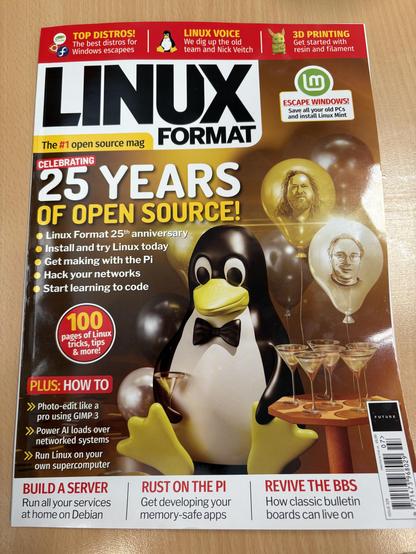 Copy of Linux format with 25 years of open source on the cover