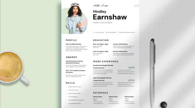 Create a friendly, unique, and personal resume/CV layout with this Adobe InDesign template by GraphicArtist