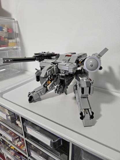 A photo of a midi scale Lego model of Metal Gear REX from Metal Gear Solid.