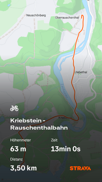 Radfahrt vom Hafen Kriebstein zur Rauschenthalbahn, nur 3½ km