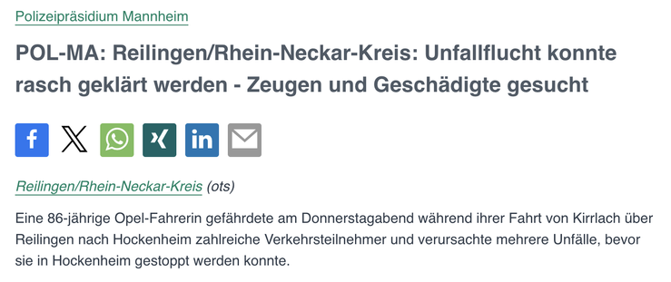 Screenshot verlinkter Artikel