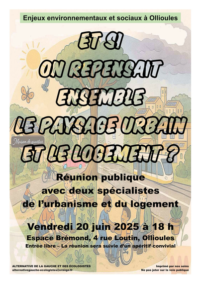 Annonce d’une réunion publique sur le logement et l’urbanisme le 20 juin 2025 à Ollioules ((Var).