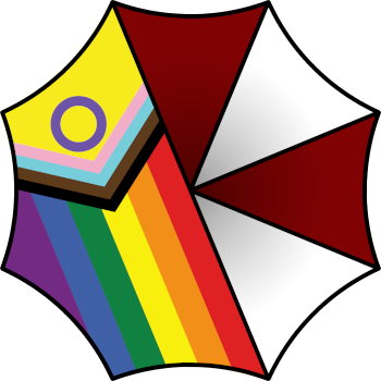 A parody design of the Umbrella Corps logo to implement a pride flag.