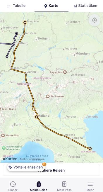Today’s trip in the RailPlanner app