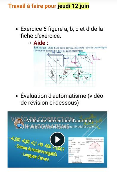Copie d'écran de l'aperçu du cahier de texte numérique sur un téléphone portable.