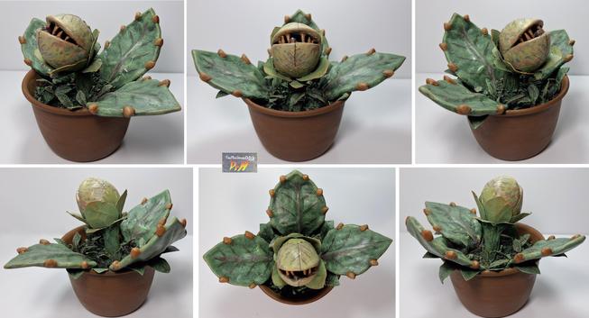 Various angles of the Audrey II prop replica.