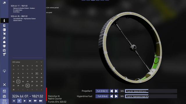 An addendum to the previous screen, showing a calendar and mission deadline listing popover on the left.