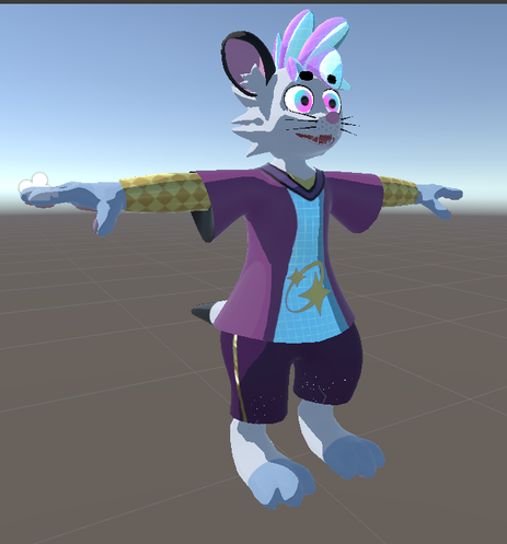 Flurry, but he has a pajama inspired Furality costume with gold trim, lots of purple and blues and constellations flying about!