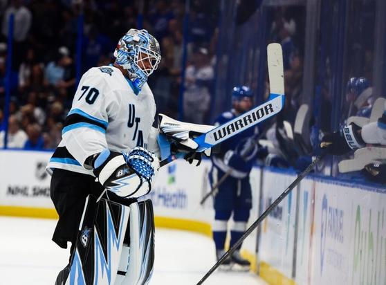 Utah Hockey Club’s Karel Vejmelka shows fatigue after 15 consecutive starts