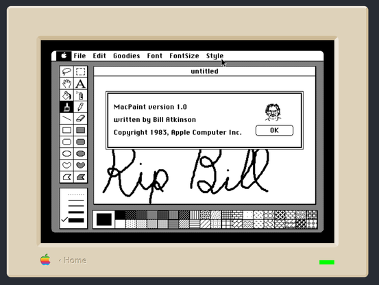 Mac Paint, a painting and drawing program developed by the late Bill Atkinson.