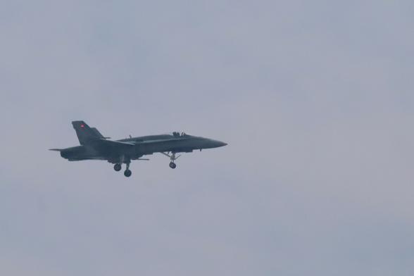 RCAF F18 Hornet with landing gear down